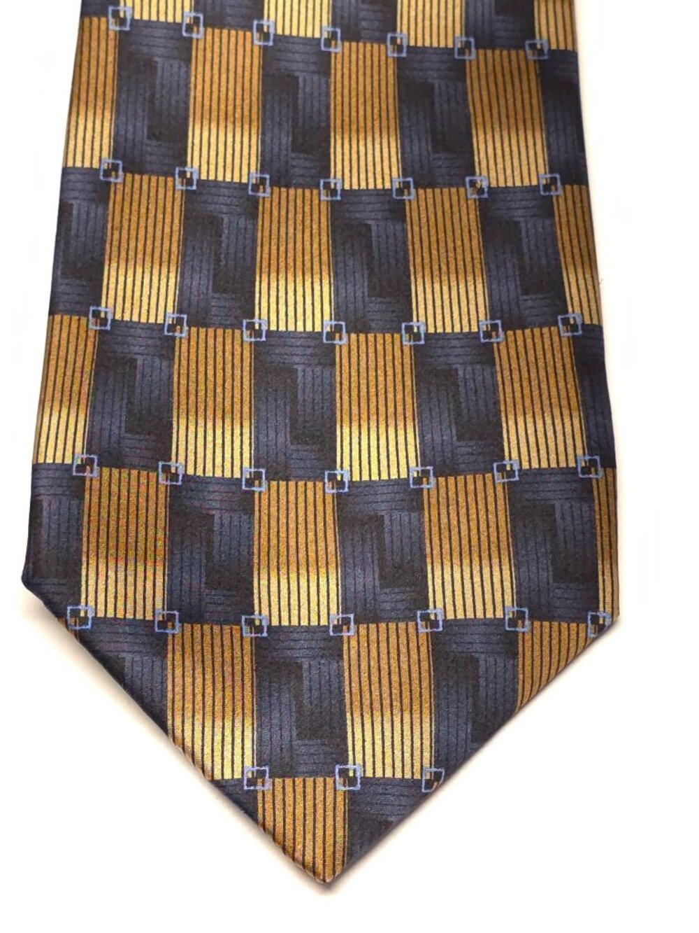Vintage Cocktail Colors Yellow & Blue Geometric Checkered Tie